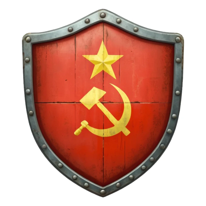 generate a realistic shield with the USSR flag sticker