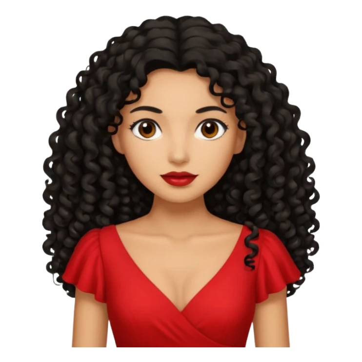 Mujer morena pelo negro rizado largo sticker