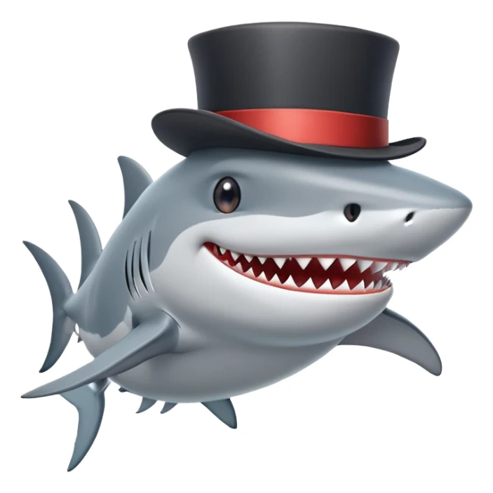 shark wearing a top hat sticker