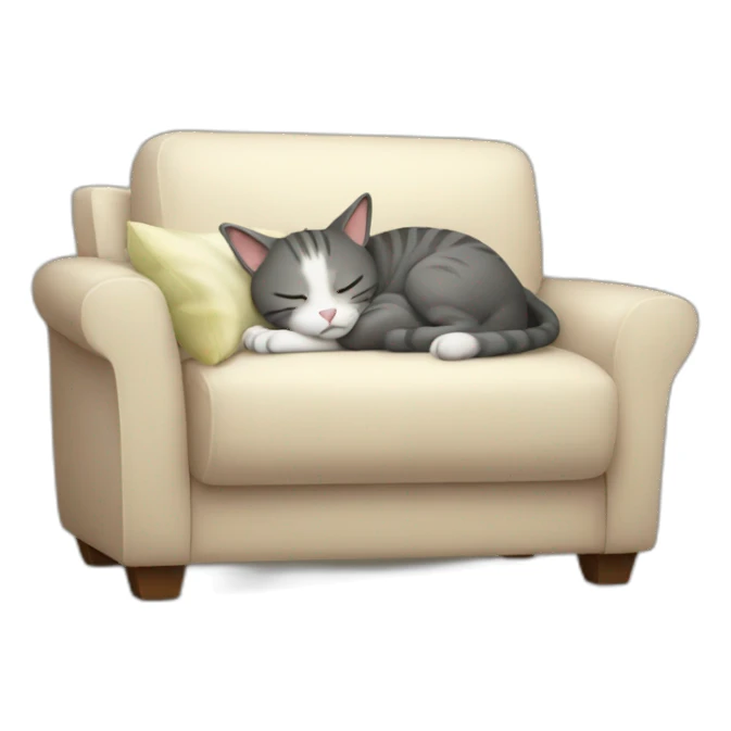 cat sleeping TV in sofa sticker