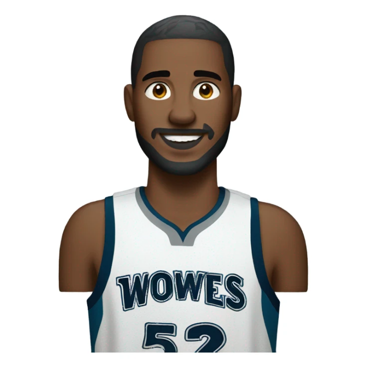 Guy wearing a timberwolves jersey sticker