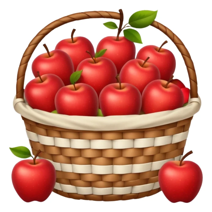 woven basket with apples and white checkered cloth sticker