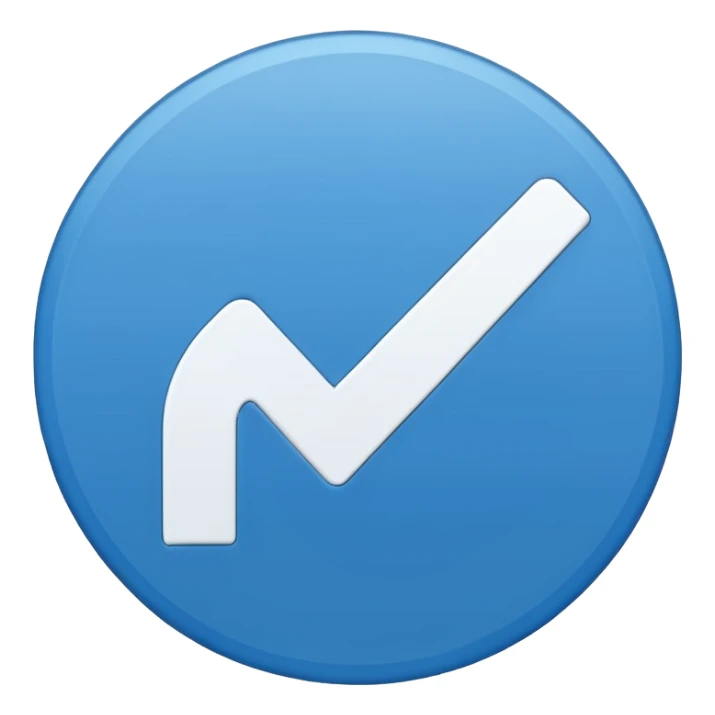 blue circle in the middle and white checklist mark sticker