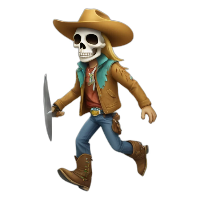 skull surfer cowboy sticker