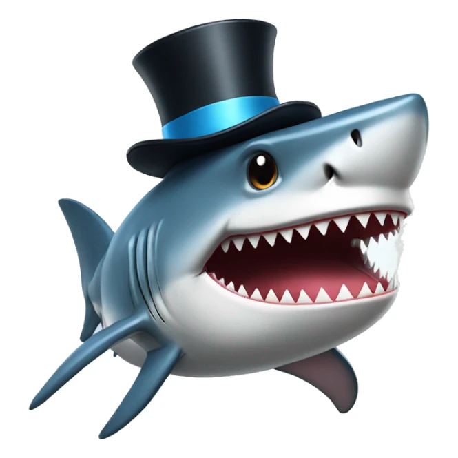 Shark with a top hat sticker