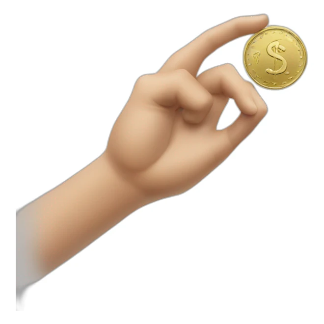 hand throwing a coin sticker