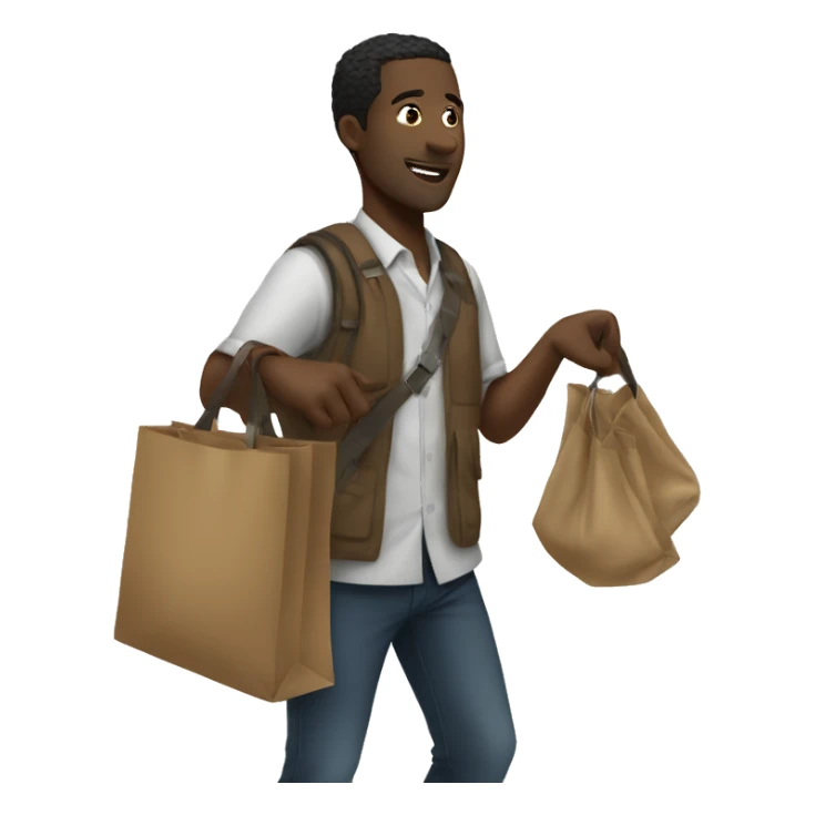 black men  picking a bag and fly sticker