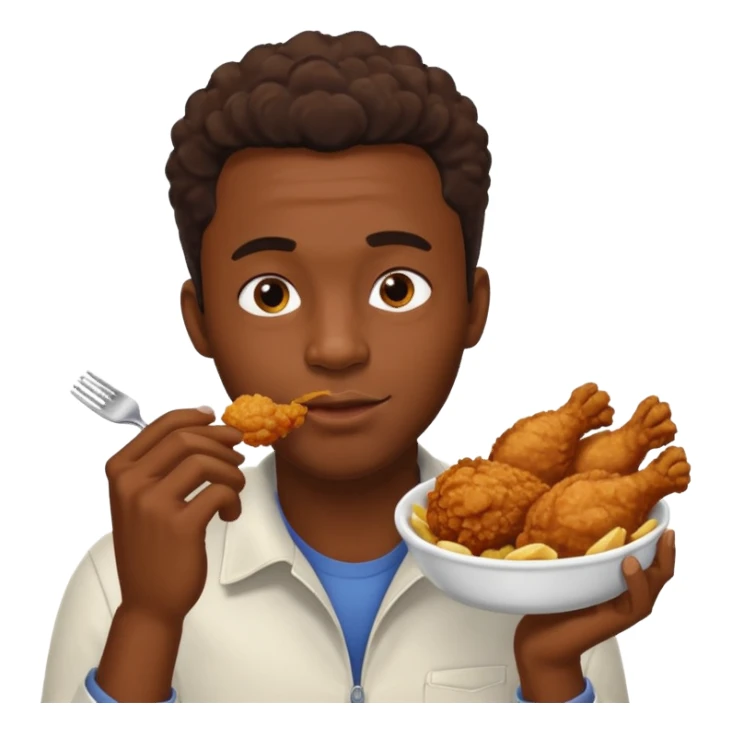 Black guy eating fried chicken  sticker
