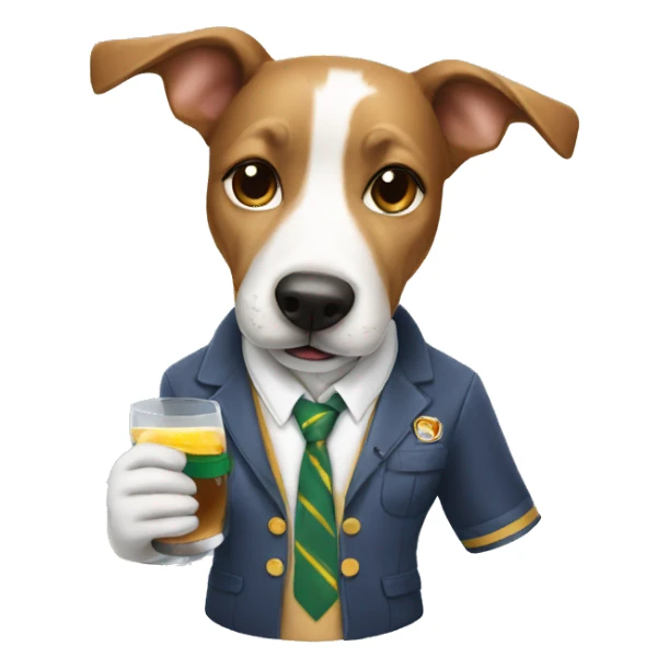 Dog wearing school clothes and drinking  sticker