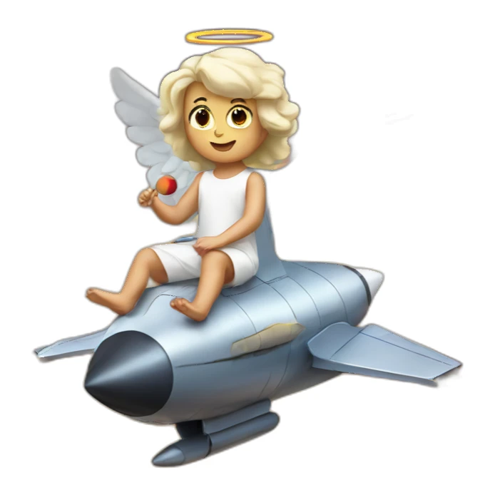 Angel sit on rocket sticker
