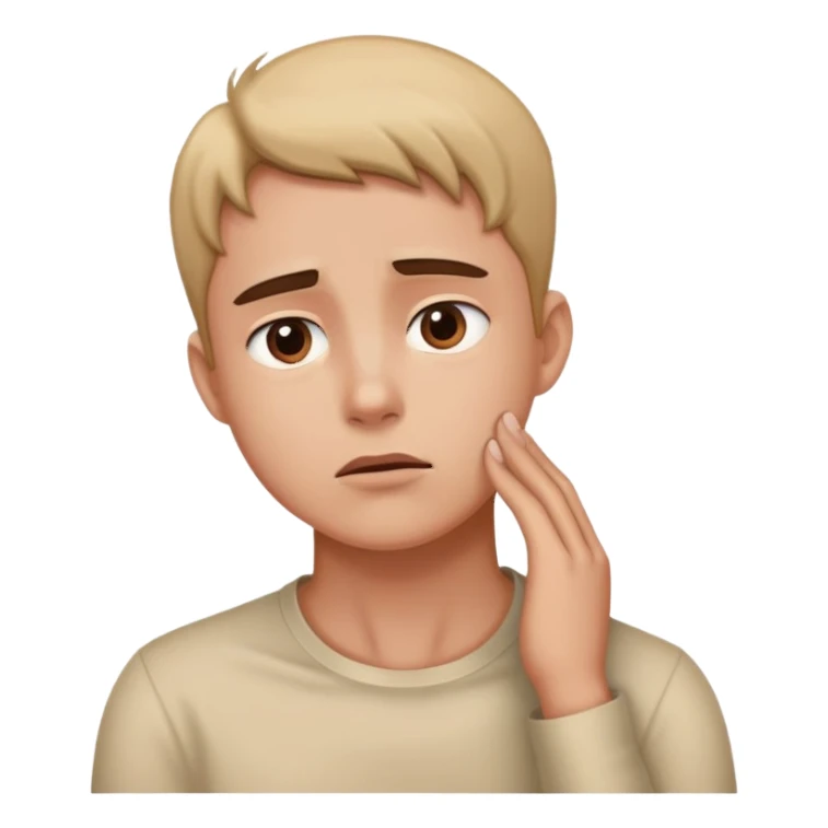 person touching their neck with a concerned look sticker