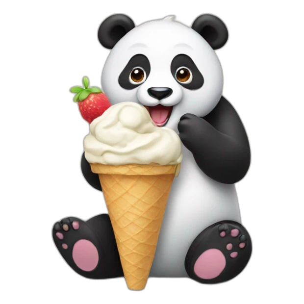 Panda eating a ice cream sticker