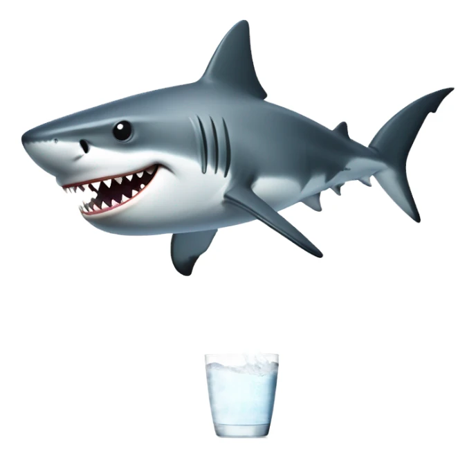Shark taking a poop while drinking water sticker