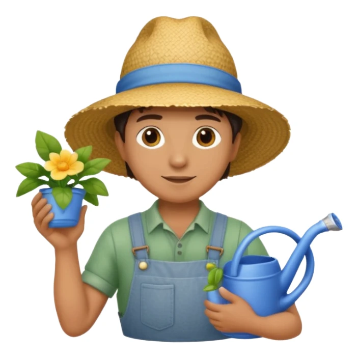 gardener holding watering pot sticker