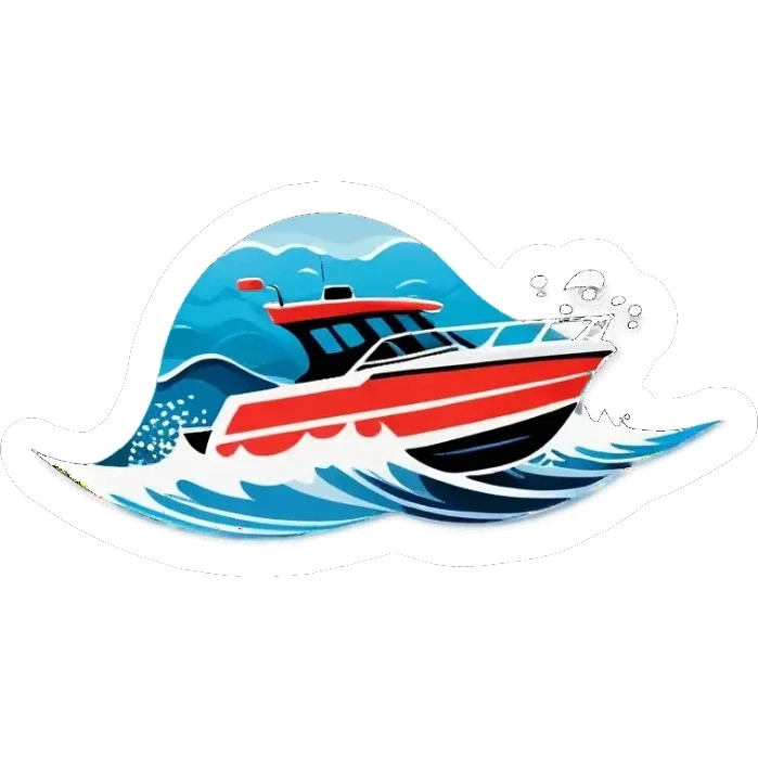 recreational boat in waves sticker
