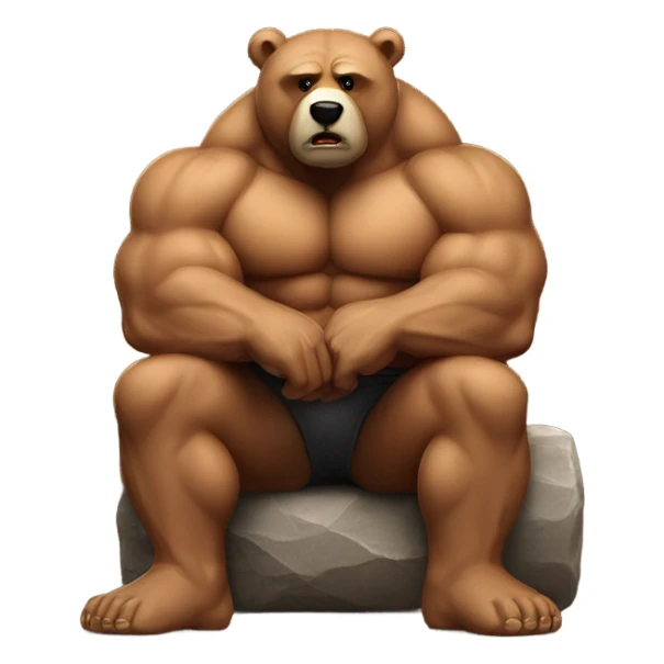 muscle bear resting on beg sticker