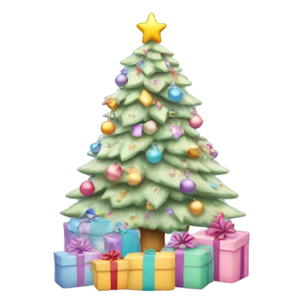 Pastel Christmas tree with presents under it sticker