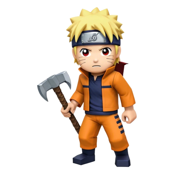 Naruto (anime style) with mine craft pickaxe  sticker