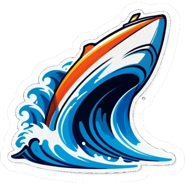 sport boat over wave sticker