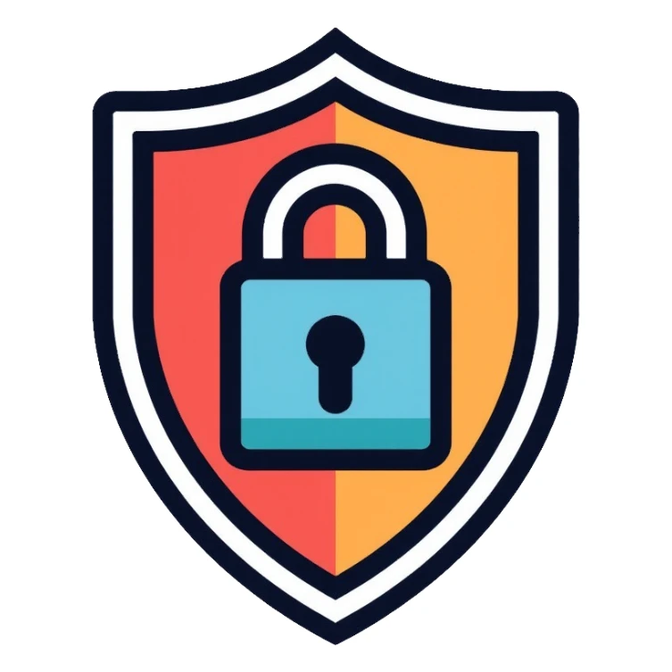 minimalistic security shield with a padlock on top sticker