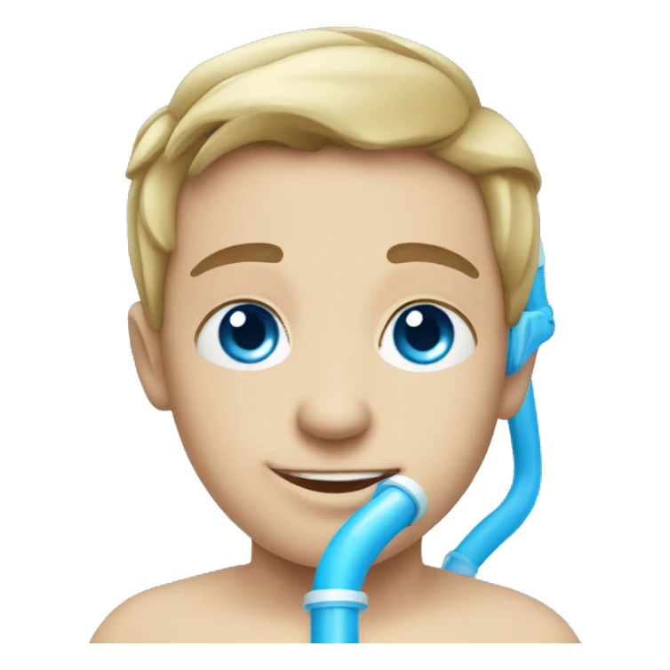 blue eyed boy with snorkle on sticker