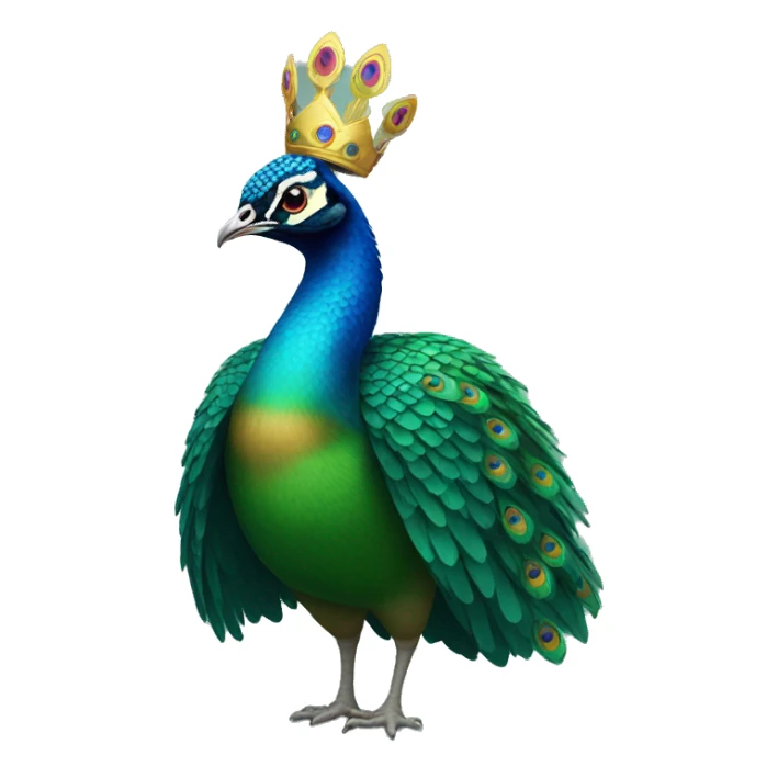 peacock wearing a crown sticker