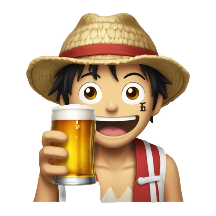 Luffy avec une bière sticker