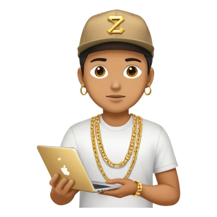 cool coder with snapback, gold chain, and code symbols sticker