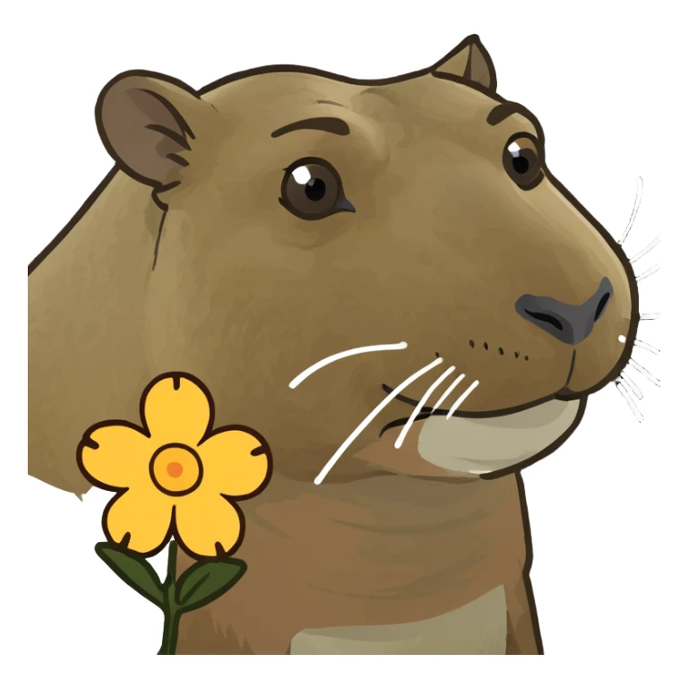 Capybara with a flower sticker