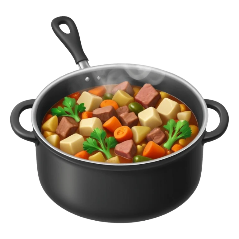 a saucepan with boiling stew sticker