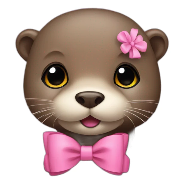 Otter with pink bow on the head sticker