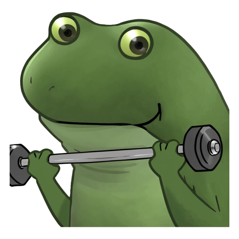 frog lifting dumbbells sticker