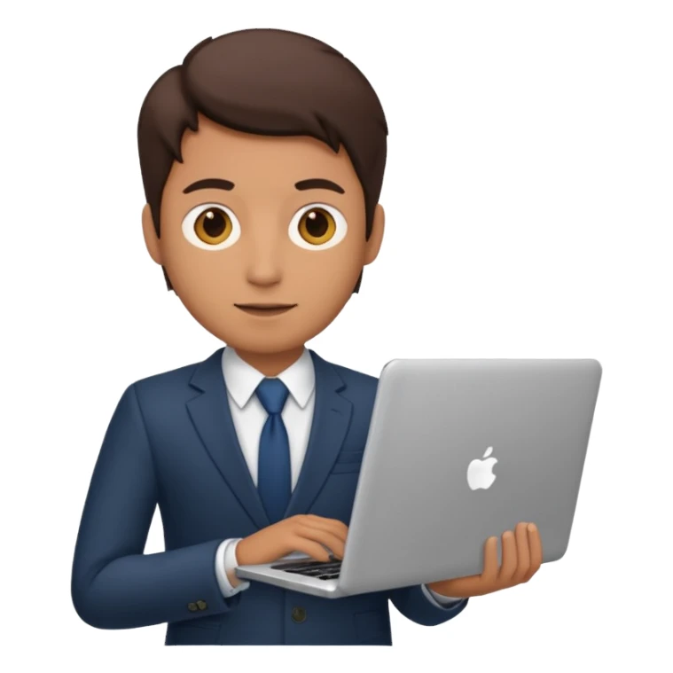 A DEVELOPER WITH A laptop, USING FORMAL CLOTHES sticker