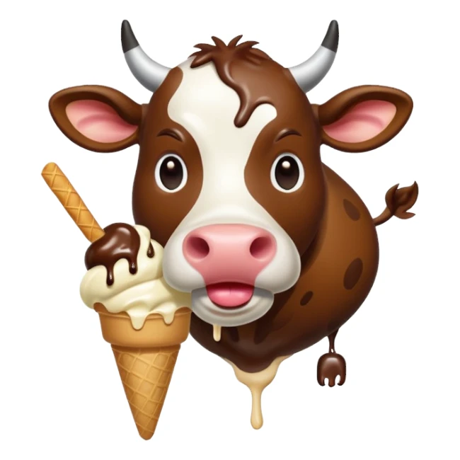 Cow eating ice cream sticker