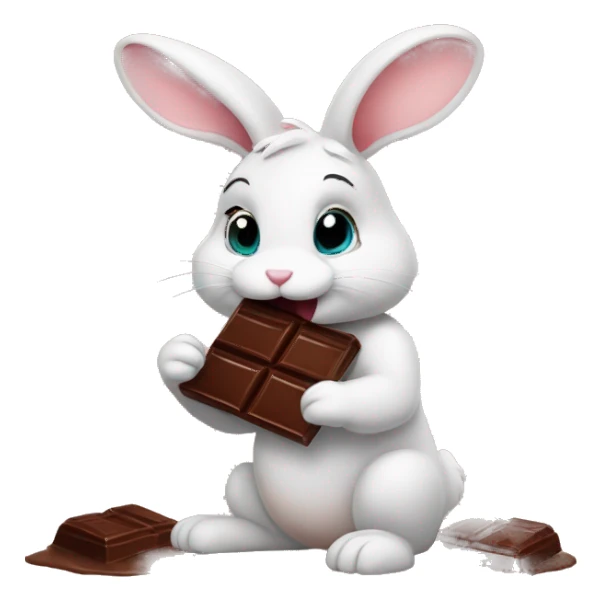 Cute bunny eating chocolate  sticker