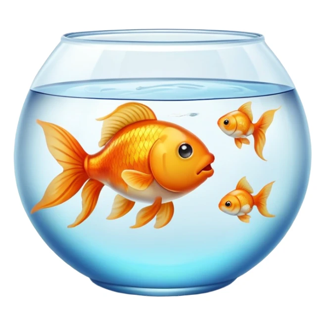 Fish bowl with a face sticker
