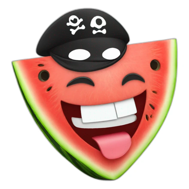 laughing watermelon with a pirate eye patch sticker