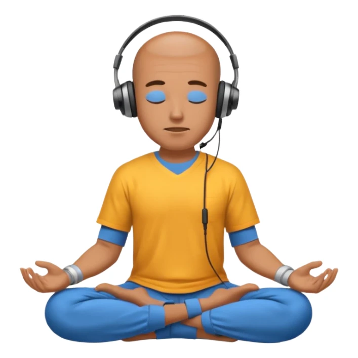 man meditating with headphones sticker