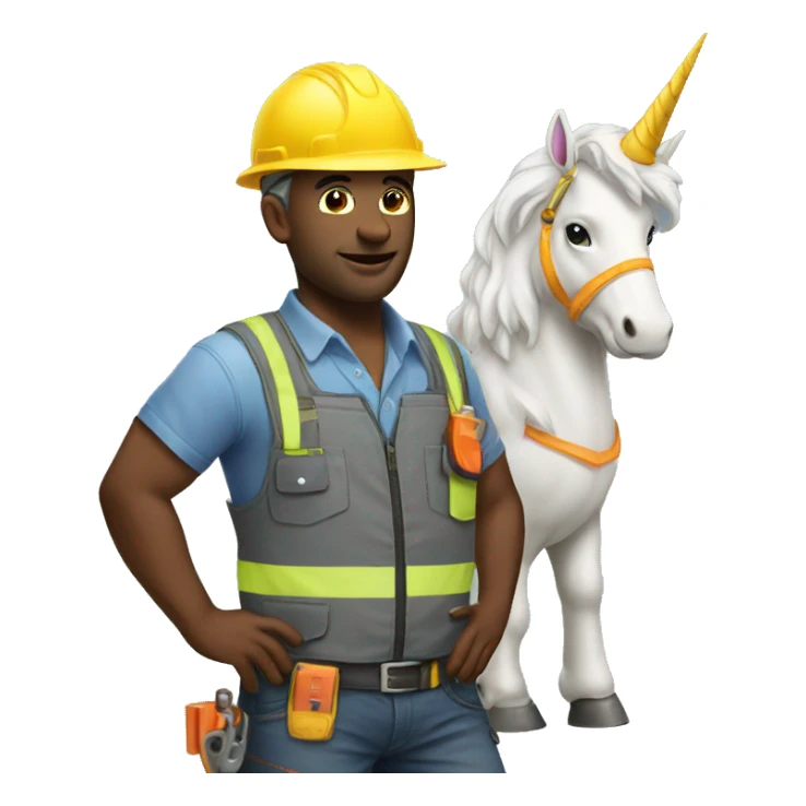 construction worker with unicorn sticker