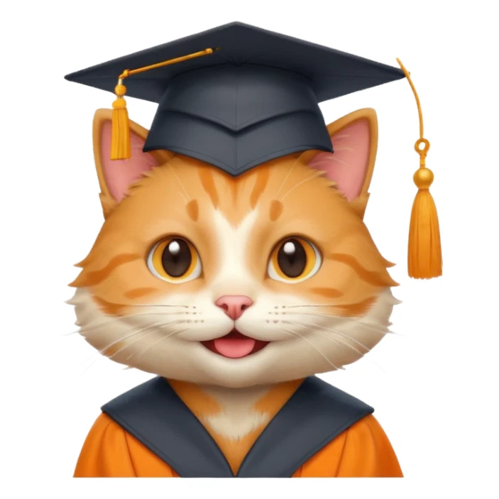 happy cat wearing a graduation cap sticker