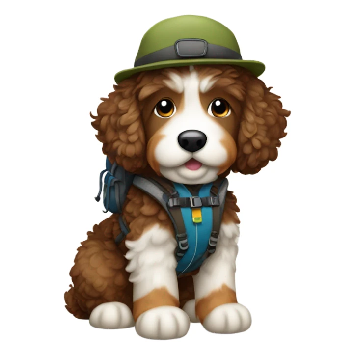 Bernedoodle dressed as hiker sticker