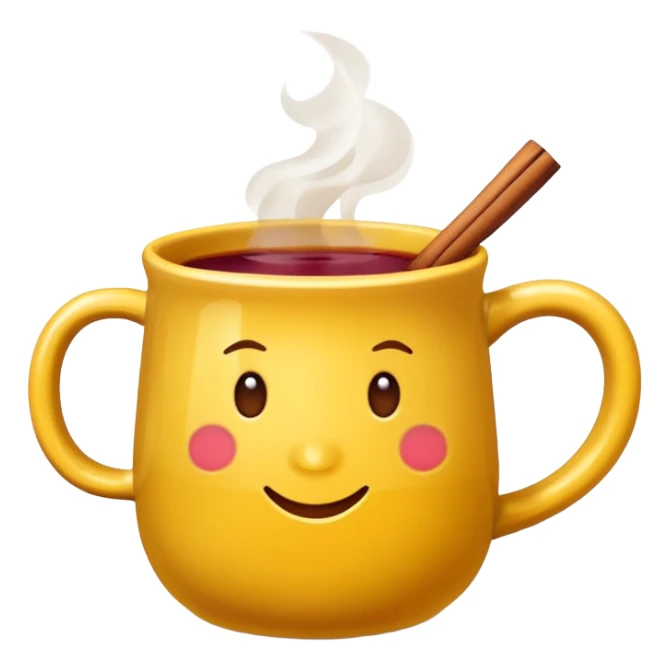 a yellow mug with steaming mulled wine without face

 sticker