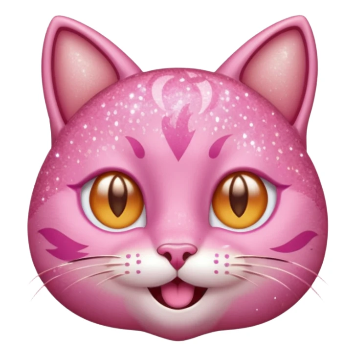 glitter pink cat happy winking sticker