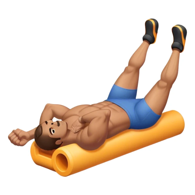 buff guy lying lats down on foam-roller sticker