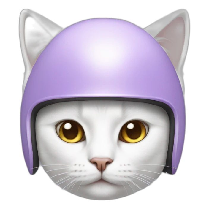 White cat in Lilac helmet sticker