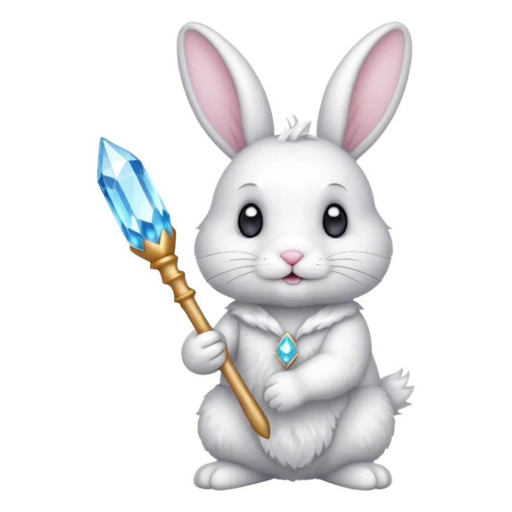 White bunny with wand and cristals sticker