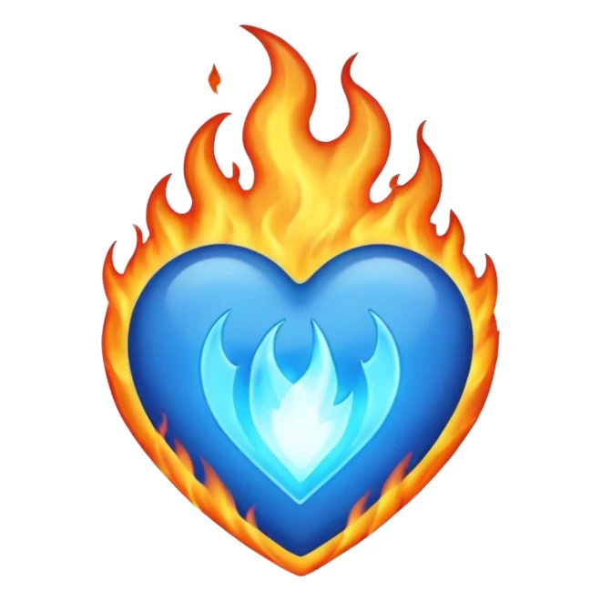 burning blue heart with blue flame sticker
