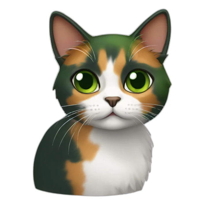 calico cat, green iris sticker