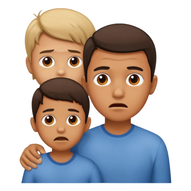 a scared child with a man behind the back sticker