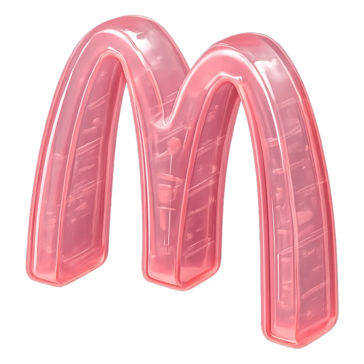 McDonald's logo with pink gradient, glossy effect sticker